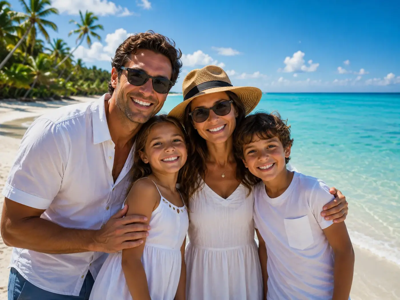 A happy family on a Florida beach