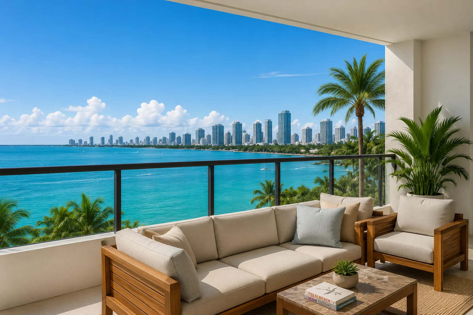 Balcony with bay view